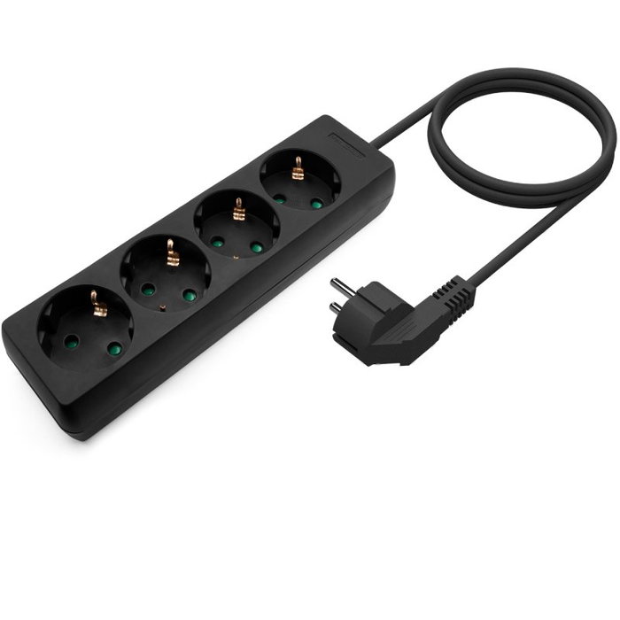 Aisens Regleta de 4 Tomas con Cable de 1,4 m, Negro